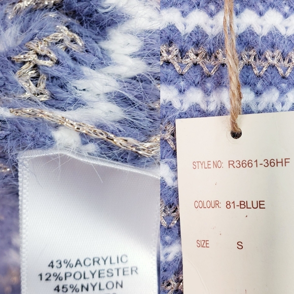 NWT Anthropologie Sweater SMALL Oversized Blue White Boho Baggy Chunky Striped - Picture 9 of 12